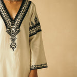 Straight Ebony & Ivory Appliqued Kurta Set