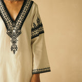 Straight Ebony & Ivory Appliqued Kurta Set