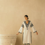 Straight Ebony & Ivory Appliqued Kurta Set