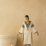 Straight Ebony & Ivory Appliqued Kurta Set