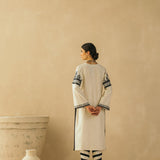 Straight Ebony & Ivory Appliqued Kurta Set