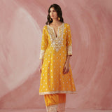 Yellow & Ivory Gota Salwar Set
