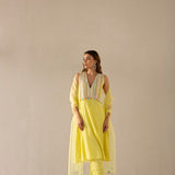 Lemon Slush Lace Kurta Set