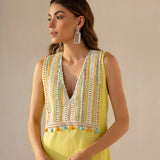 Lemon Slush Lace Kurta Set