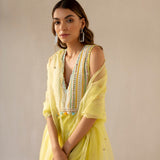 Lemon Slush Lace Kurta Set