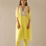 Lemon Slush Lace Kurta Set