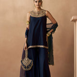 Homa - Navy Blue Sharara Set