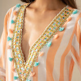 Peaches & Cream V Neck Kurta Set-HYD