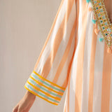 Peaches & Cream V Neck Kurta Set-HYD
