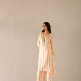 Peaches & Cream V Neck Kurta Set-HYD