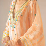 Peaches & Cream V Neck Kurta Set-HYD