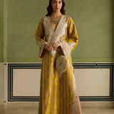 Sajda - Mustard Yellow Banarasi Kaftan