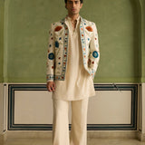 Shaan - Ivory Floral Jacket Set