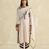 Nude Beige & Ebony Appliqued Kurta Set