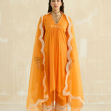 Asymmetrical Cotton Gauze Kurta Set
