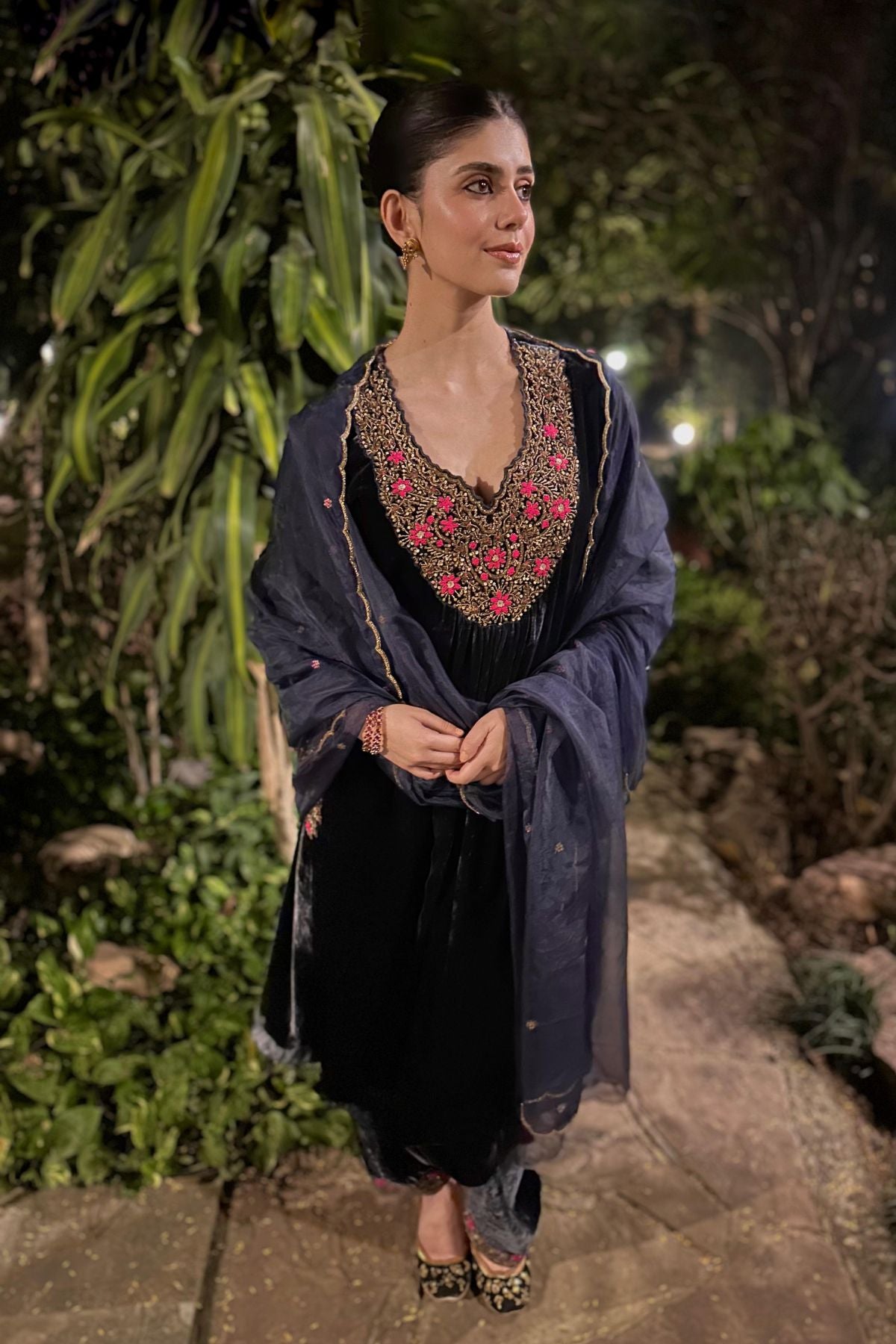 Charcoal Zardozi Kashmiri Kurta Set