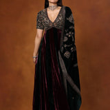 Avya - Wine & Bottle Green Anarkali