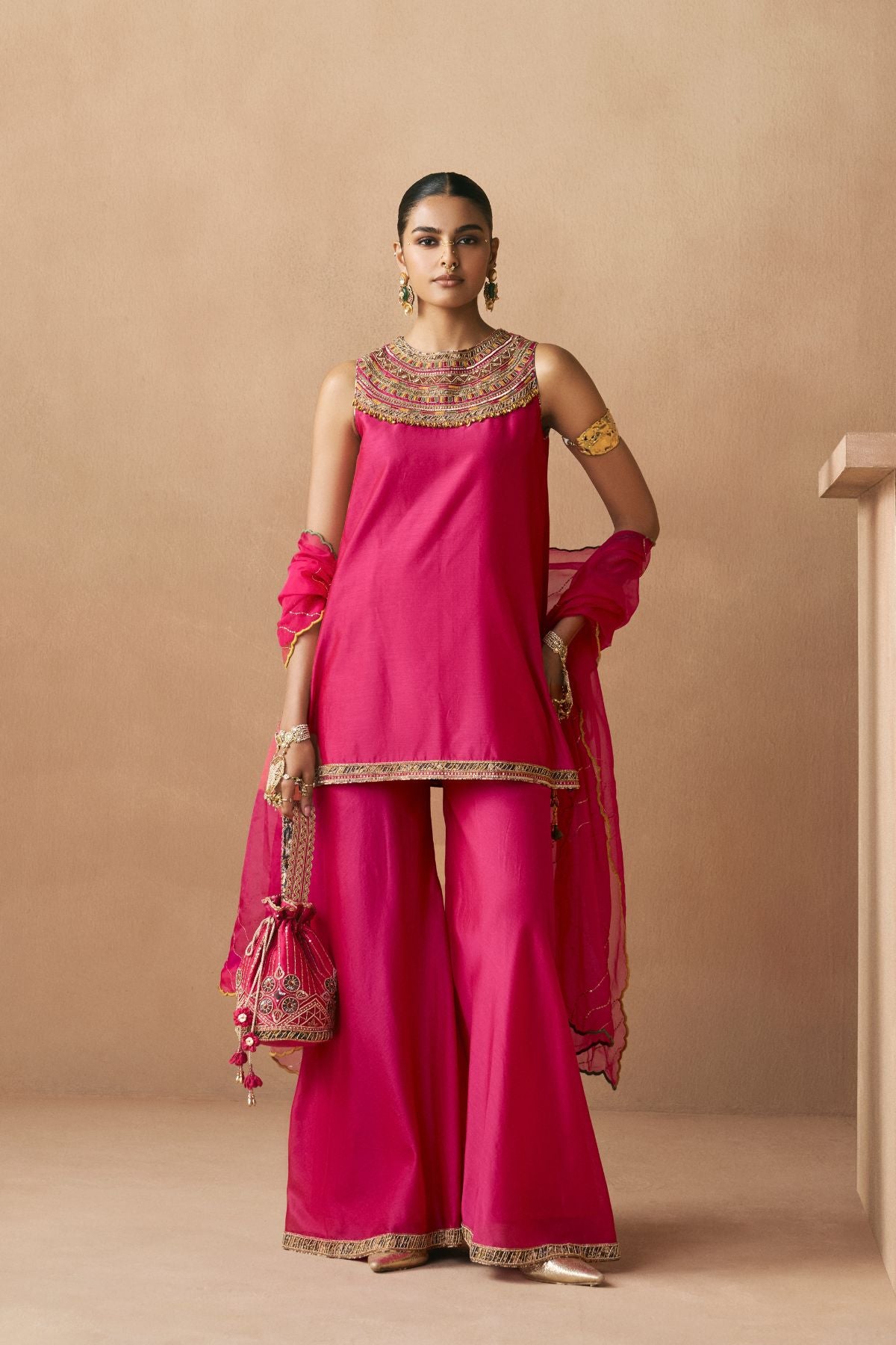 Homa - Crimson Magenta Sharara Set
