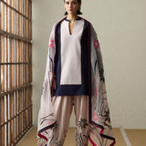 Matsu - Baby Pink & Navy Blue Kurta Set