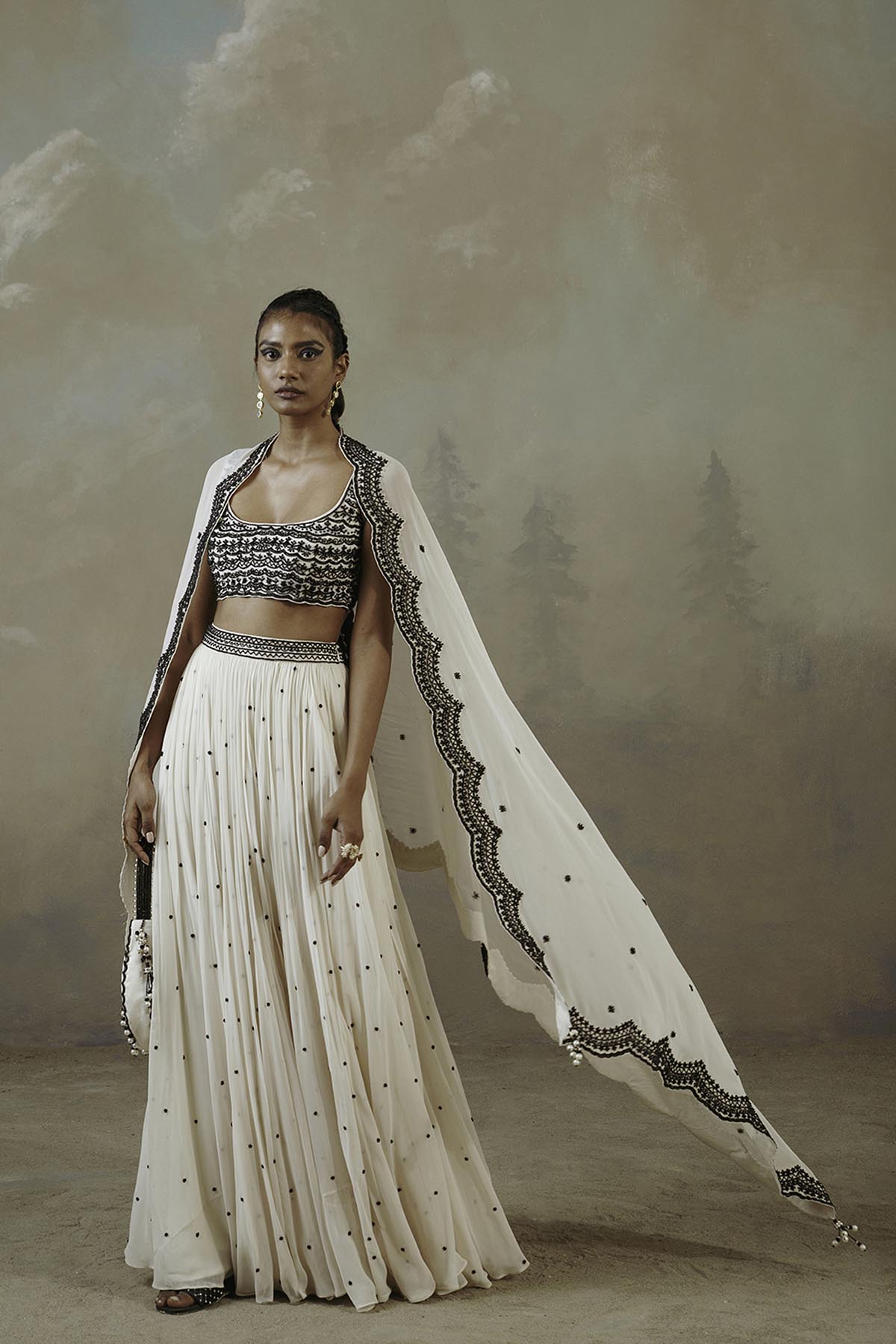 Ebony & Ivory Scalloped Lehenga