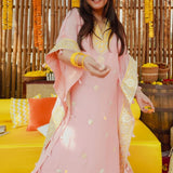 Blush Pink Gota Embroidered Kaftan