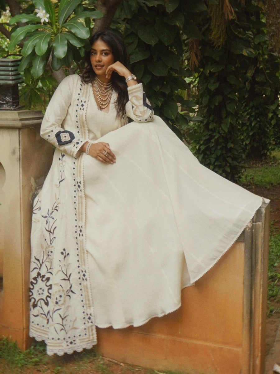 Sora - Ivory Anarkali with Cape Jacket