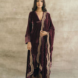 Asymmetrical Velvet Kurta Set-RTS