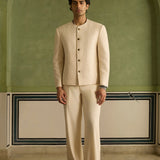 Sabr - Ivory Cropped Jacket Set