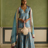 Rooh - Blue Banarasi Gharara Set