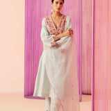 Summer Blooms V-Neck Kurta Set-RTS