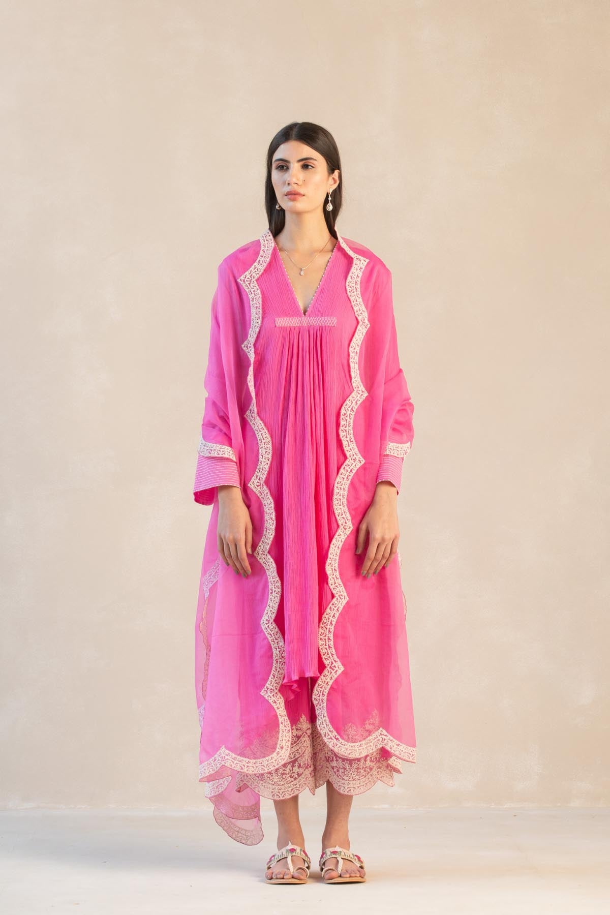 Asymmetrical Cotton Gauze Kurta Set