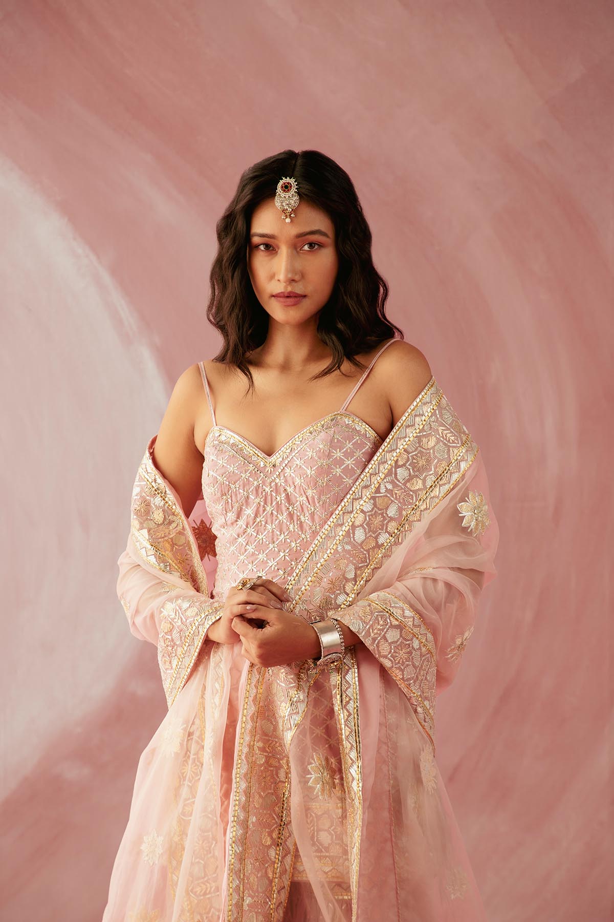 Blush Pink Spagetthi Gharara Set