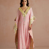 Blush Pink Gota Embroidered Kaftan