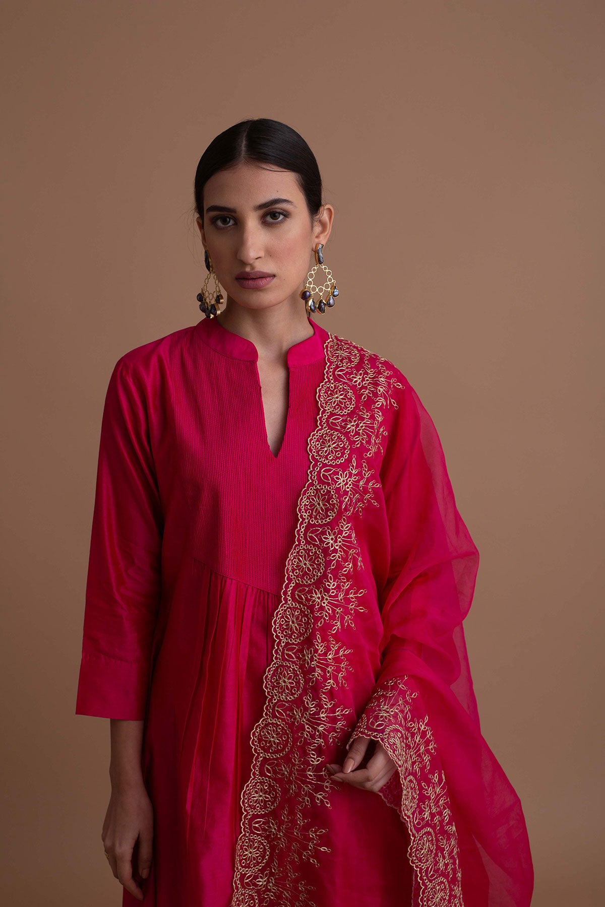 Pin-Tuck and Zari Kurta Set