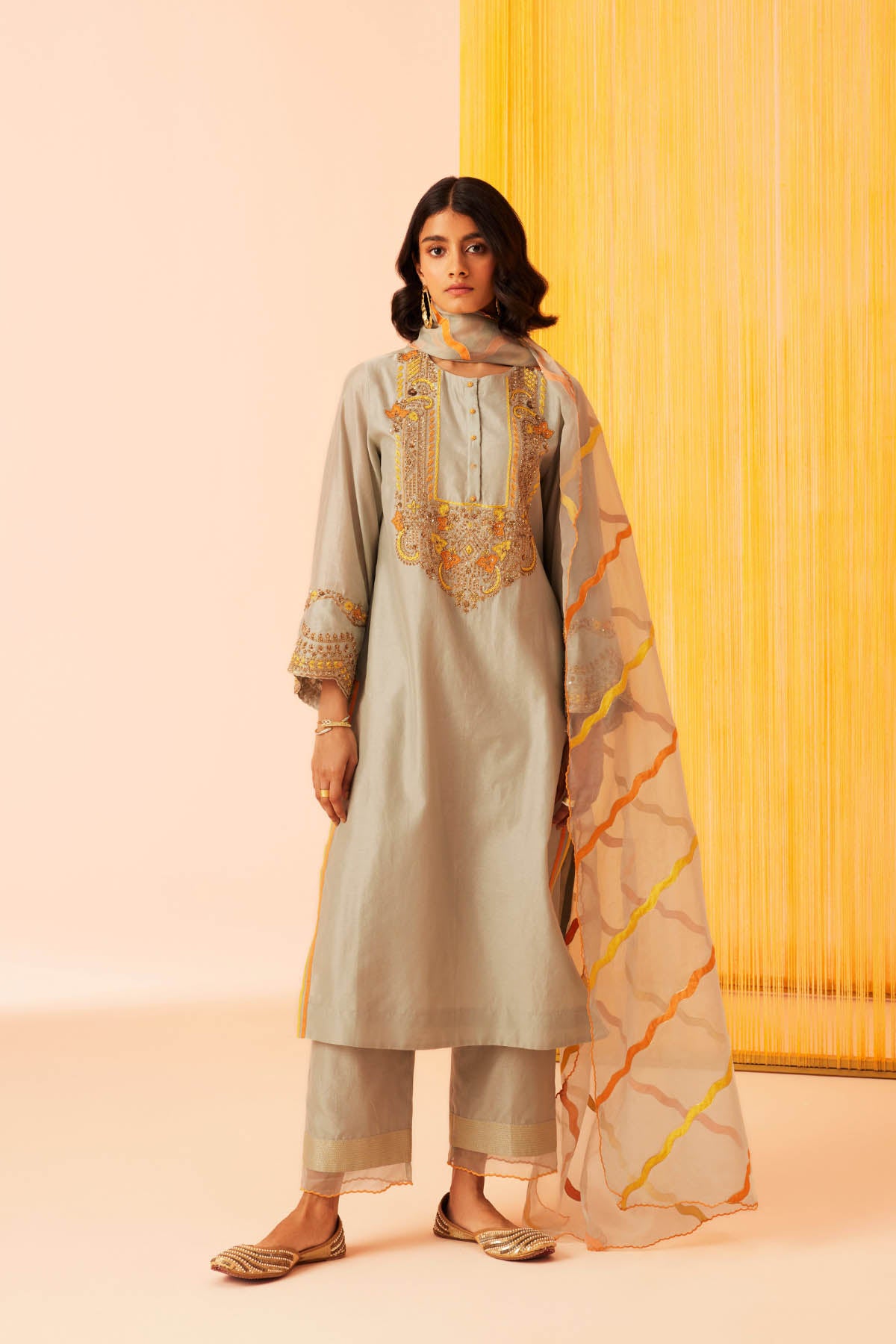 Waves Embroidered Kurta Set-RTS