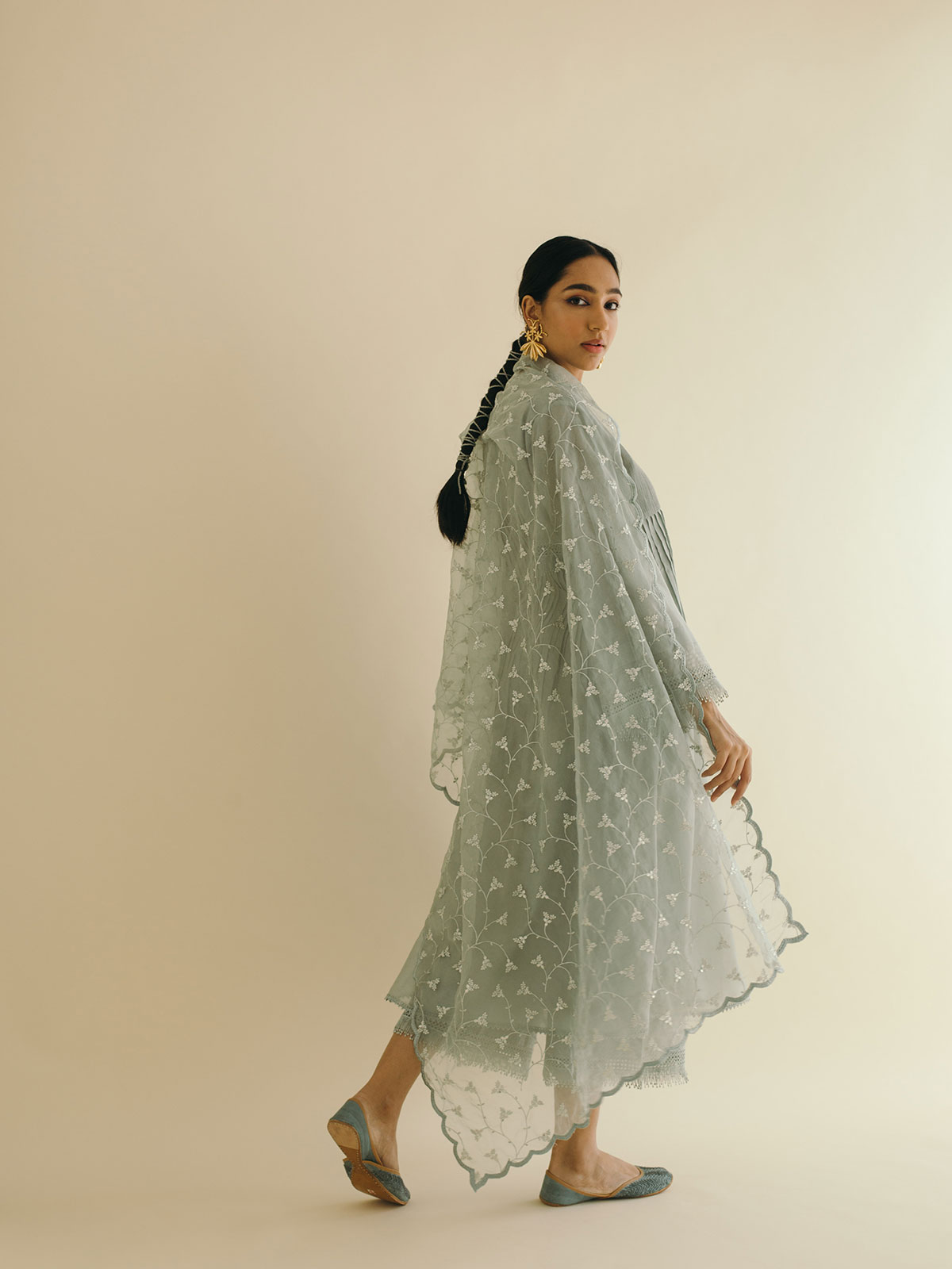 Pin Tuck and Lace Kurta Set