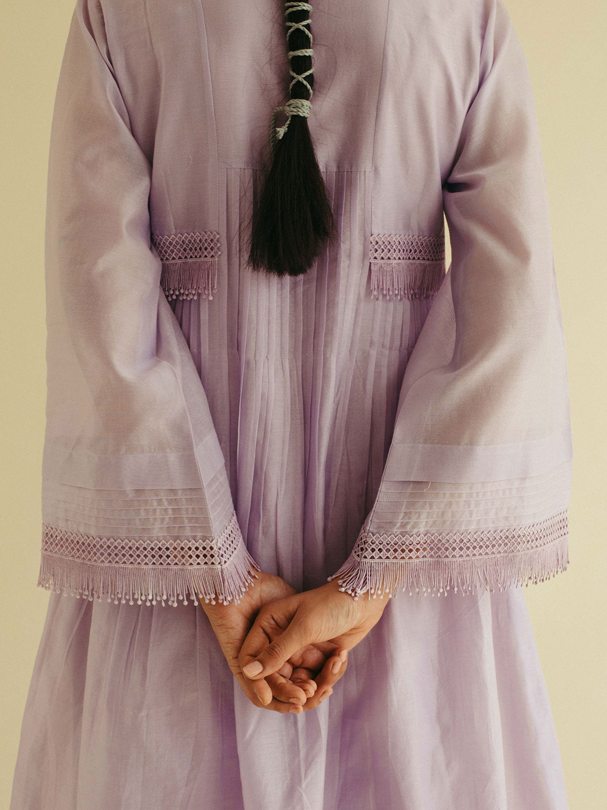 Pin Tuck and Lace Kurta Set