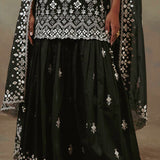 Ebony Abstract Mirror Gharara Set