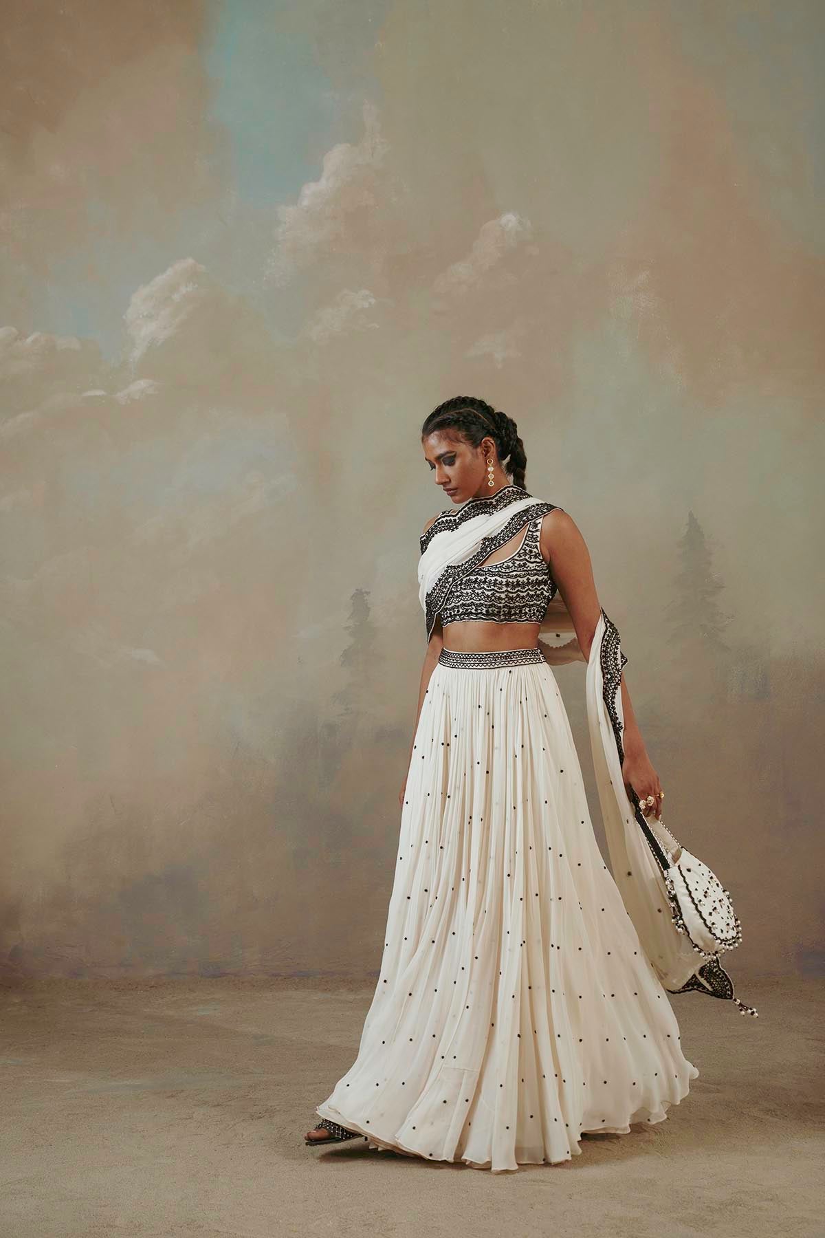 Ebony & Ivory Scalloped Lehenga