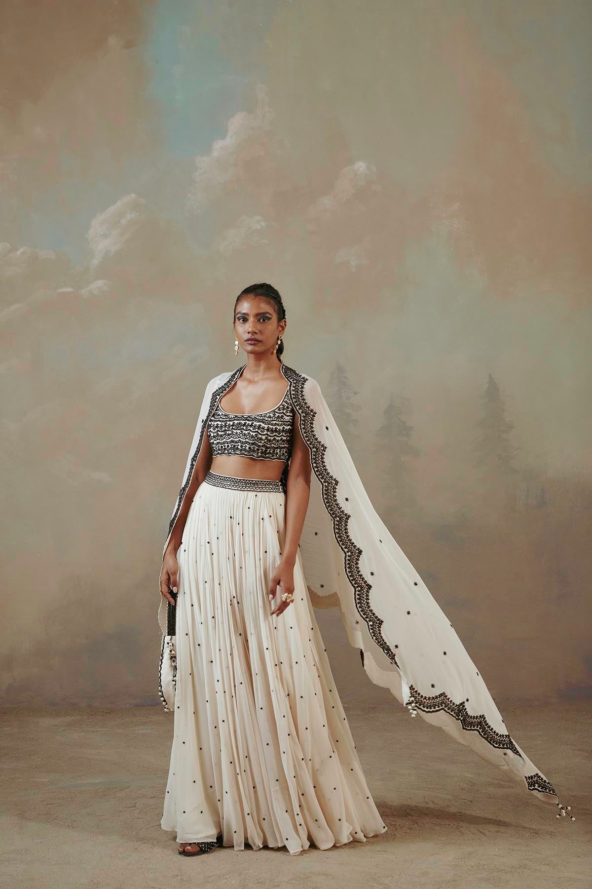 Ebony & Ivory Scalloped Lehenga