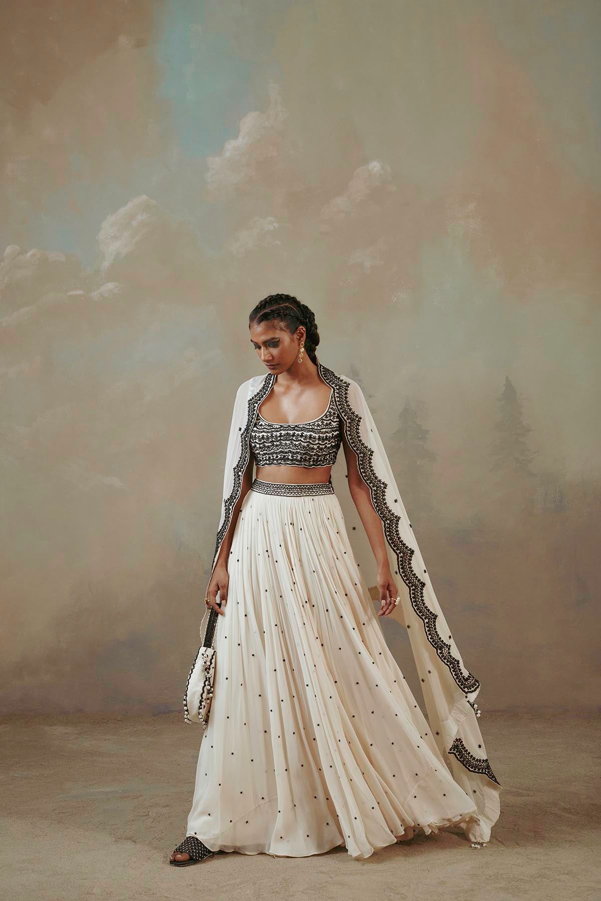 Ebony & Ivory Scalloped Lehenga