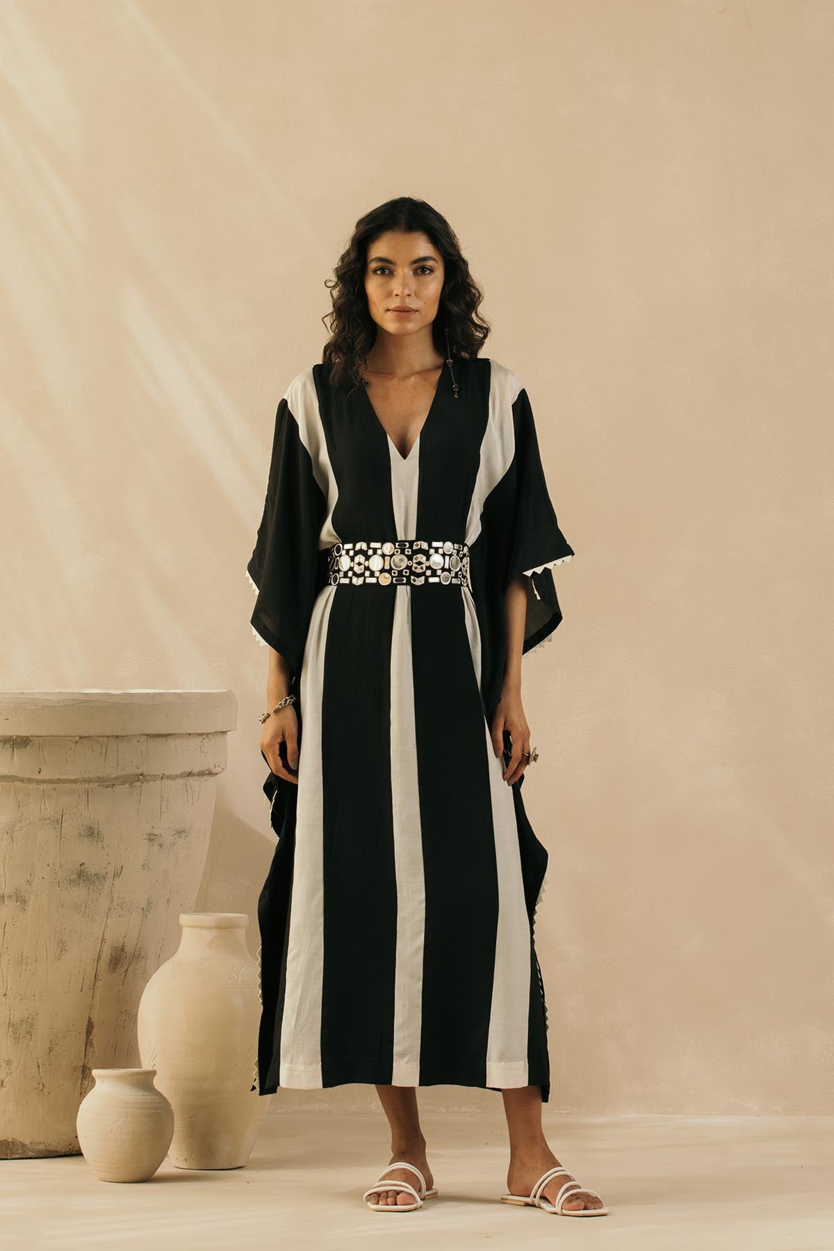 Ebony & Ivory Striped Kaftan