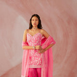 Fuschia Pink Spaghetti Gharara Set