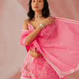 Fuschia Pink Spaghetti Gharara Set