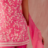 Fuschia Pink Spaghetti Gharara Set