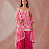 Fuschia Pink Spaghetti Gharara Set