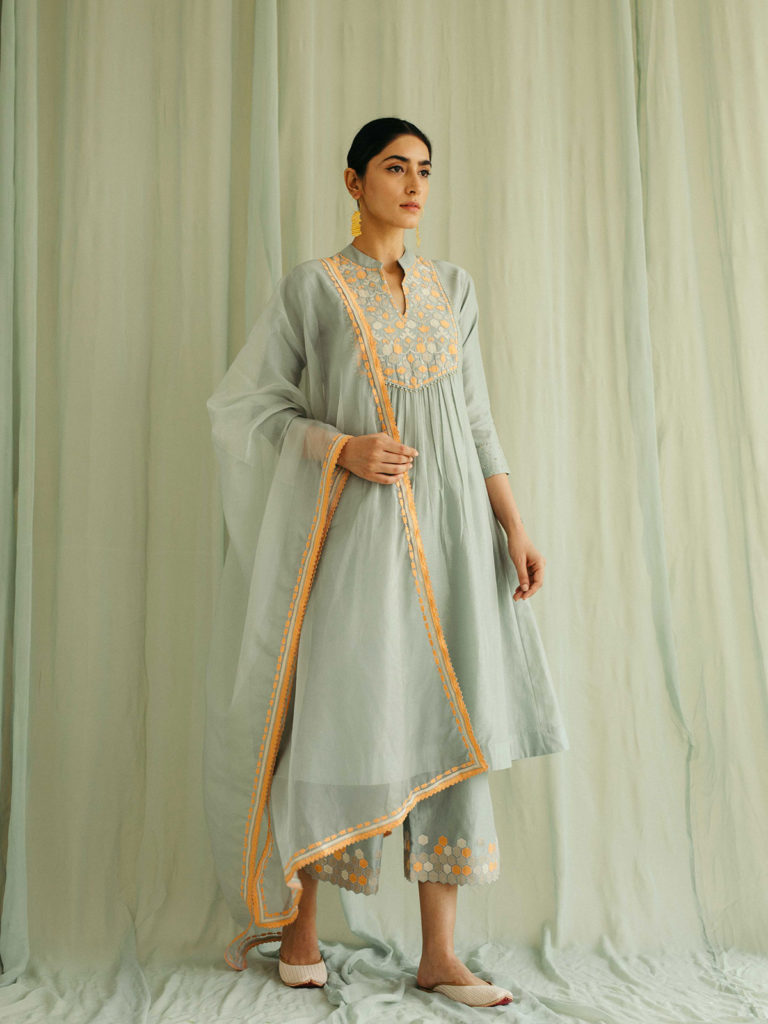 Geometric Applique Kurta Set