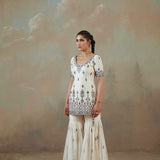 Ivory Abstract Mirror Gharara Set