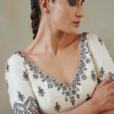 Ivory Abstract Mirror Gharara Set