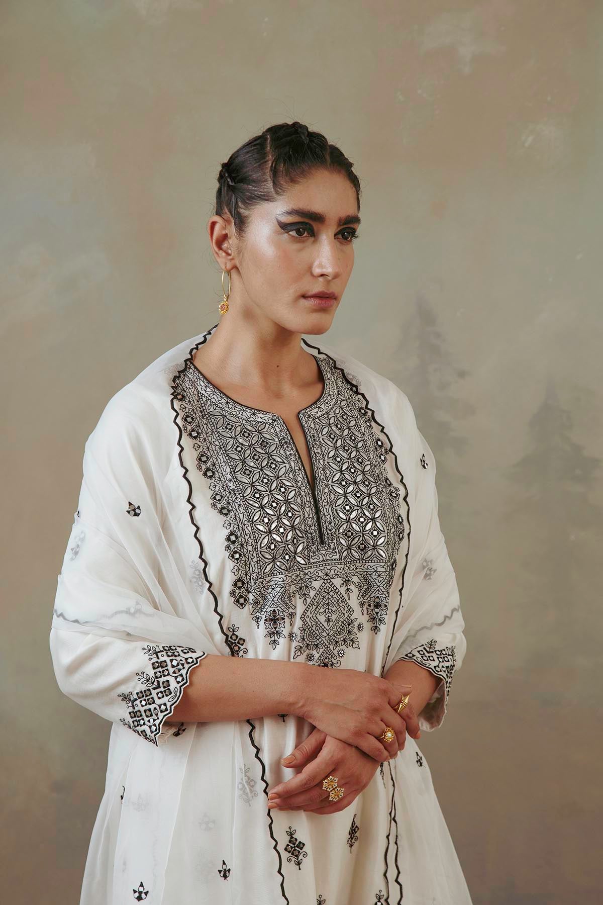 Ivory Gota & Mirror Kurta Set